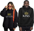 King & Queen Matching Couple Hoodie Set Valentine'S Day Gift His & Hers Women Hoodie Women Large/Men Medium,Black